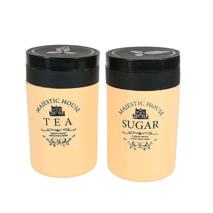 Accurate Seal Tea Sugar Coffee Container, Plastic Damru Shaped Tea, Coffee, Sugar Canisters Jar, New Airtight Food Seal Containers for Salt, Dry Fruit, Grocery 2 Section (800 ML Approx) - infinityexculsivestore.com