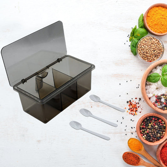 Seasoning Box, Portable Durable 3 Divided Sections with Lid Spice Box Serving Set, for Bars, Restaurants Coffee Shops, Hotels - infinityexculsivestore.com