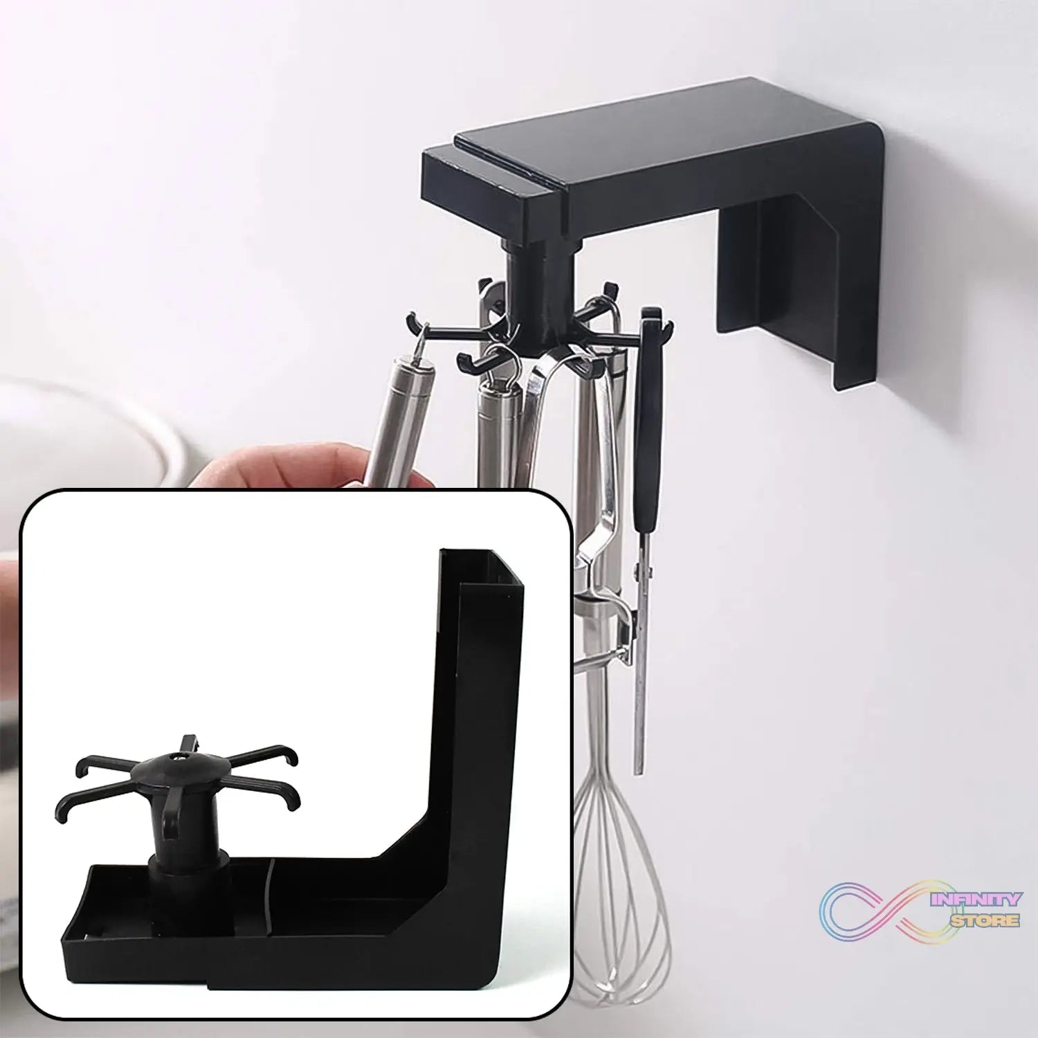 Self Adhesive 360 Degree Rotating Cooking Utensils Holder (1 Pc) - infinityexculsivestore.com