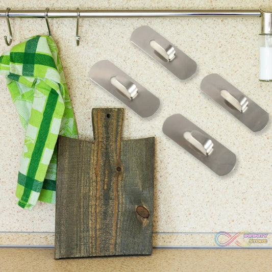 Self - Adhesive Hooks, Heavy Duty Wall Hooks Hangers Stainless Steel Waterproof Sticky Hooks for Hanging Robe Coat Towel Kitchen Bathroom and. - infinityexculsivestore.com