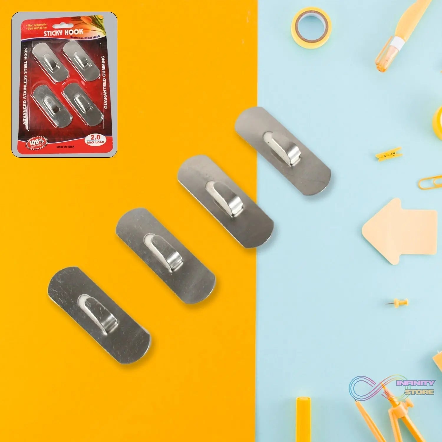 Self - Adhesive Hooks, Heavy Duty Wall Hooks Hangers Stainless Steel Waterproof Sticky Hooks for Hanging Robe Coat Towel Kitchen Bathroom and. - infinityexculsivestore.com