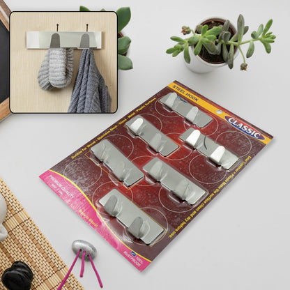 Self - Adhesive Wall Hooks (6 Pcs): Stainless Steel, Multipurpose for Home - infinityexculsivestore.com