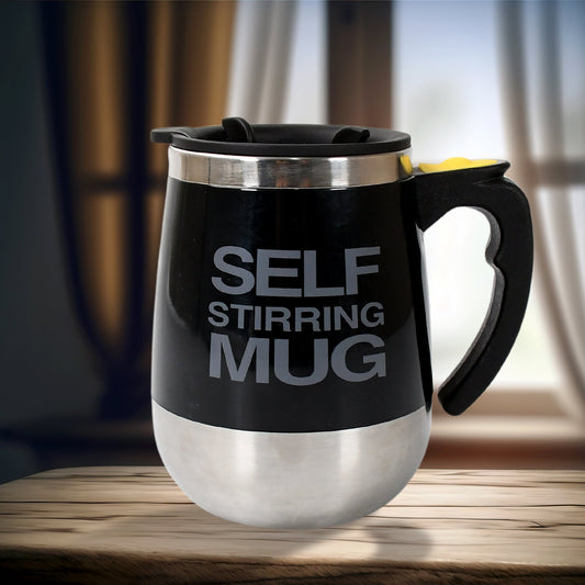 Self Stirring Mug With Lid used in all kinds of household and official places for serving drinks, coffee, any types of beverages etc. (1 Pc / 400 ML) - infinityexculsivestore.com