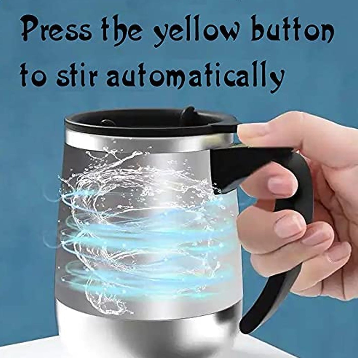 Self Stirring Mug With Lid used in all kinds of household and official places for serving drinks, coffee, any types of beverages etc. (1 Pc / 400 ML) - infinityexculsivestore.com