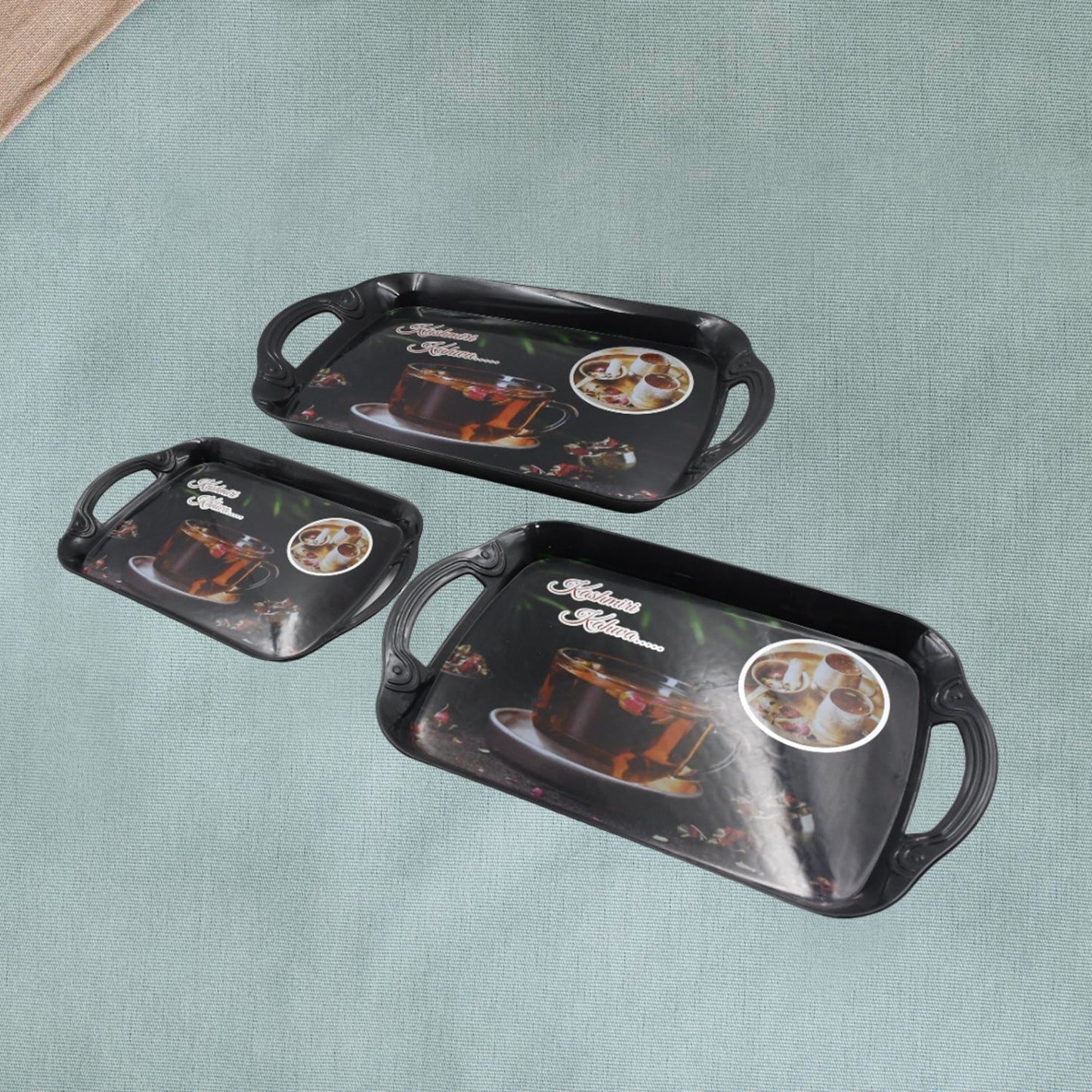 Serving Tray Set (Pack of 3 Pcs) (Small, Medium, Large) (Multicolour) - infinityexculsivestore.com