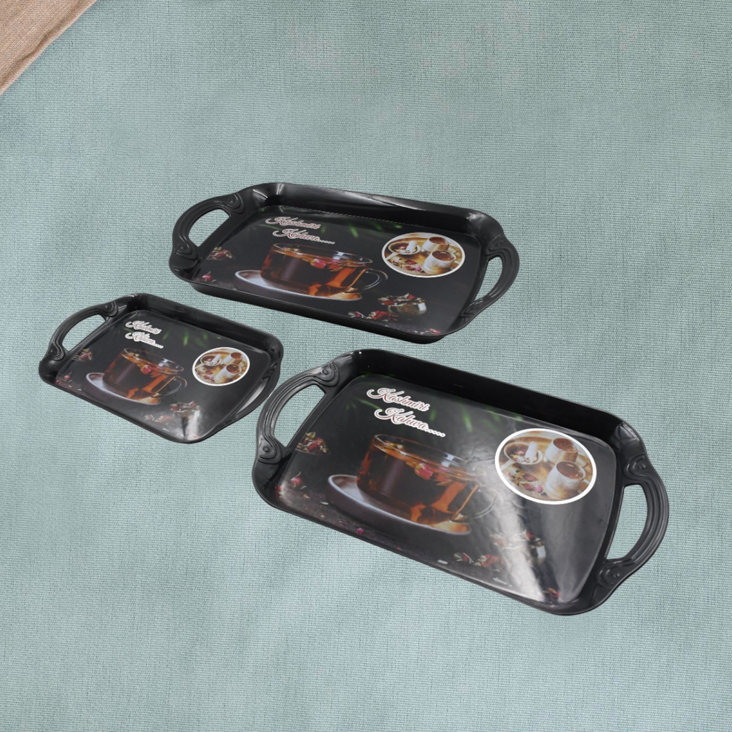 Serving Tray Set (Pack of 3 Pcs) (Small, Medium, Large) (Multicolour) - infinityexculsivestore.com