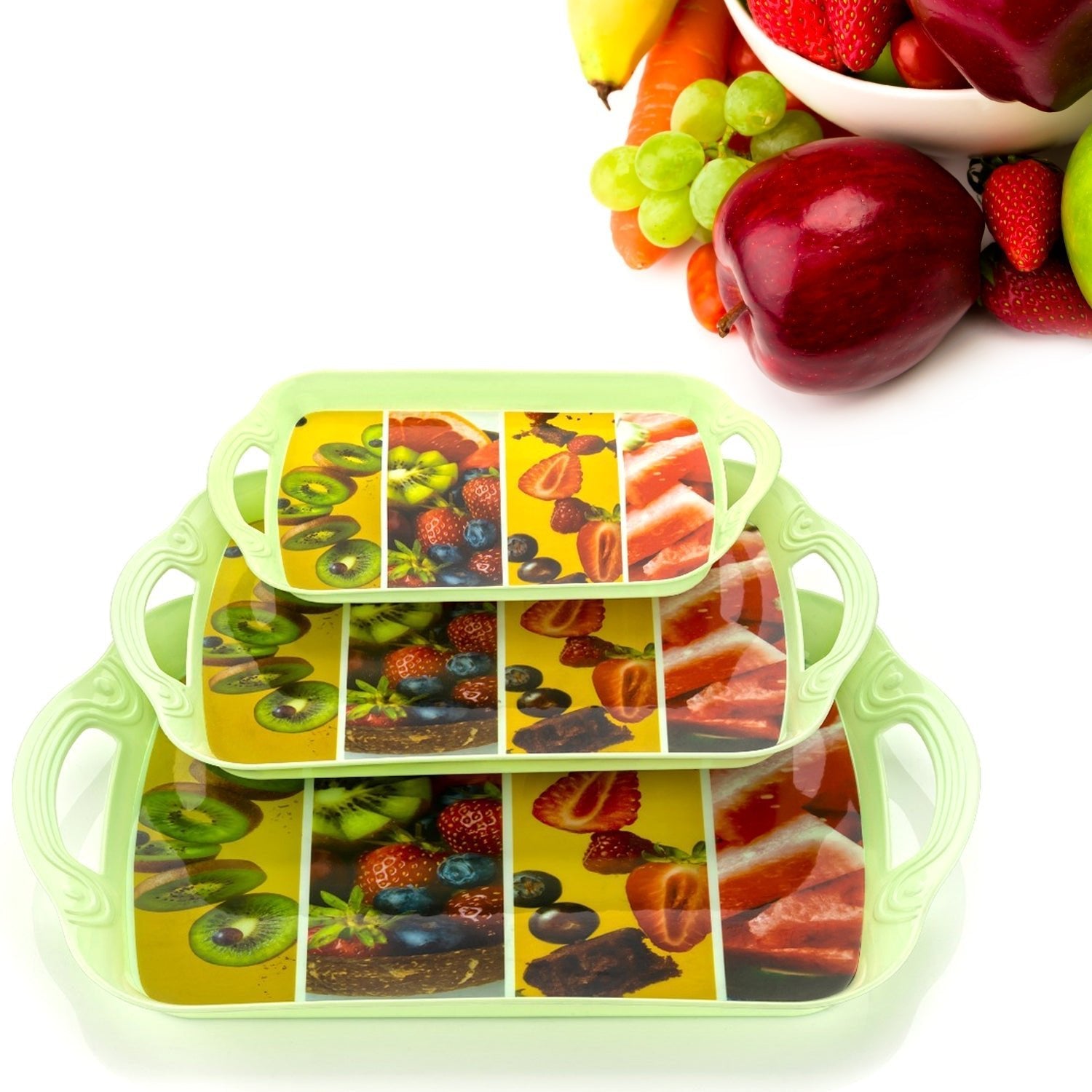 Serving Tray Set (Pack of 3 Pcs) (Small, Medium, Large) (Multicolour) - infinityexculsivestore.com