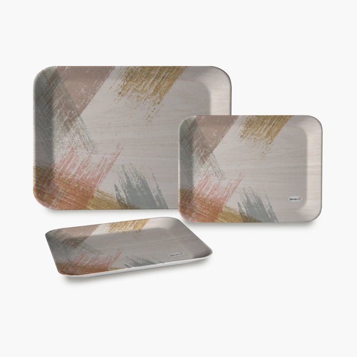 Serving Tray Set (Pack of 3 Pcs) (Small, Medium, Large) (Multicolour) - infinityexculsivestore.com
