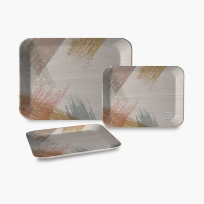 Serving Tray Set (Pack of 3 Pcs) (Small, Medium, Large) (Multicolour) - infinityexculsivestore.com