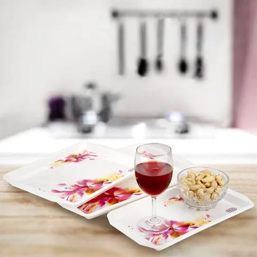 Serving Tray Set (Pack of 3 Pcs) (Small, Medium, Large) (Multicolour) - infinityexculsivestore.com