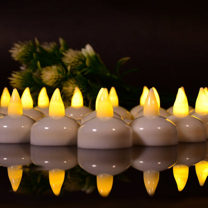 Set of 12 Flameless Floating Candles Battery Operated Tea Lights Tealight Candle - Decorative, Wedding.( Diya , Divo , Diva , Deepak , Jyoti ,) - infinityexculsivestore.com