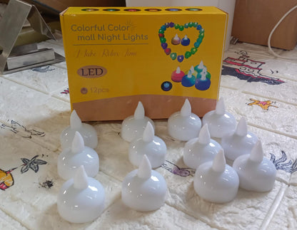 Set of 12 Flameless Floating Candles Battery Operated Tea Lights Tealight Candle - Decorative, Wedding.( Diya , Divo , Diva , Deepak , Jyoti ,) - infinityexculsivestore.com
