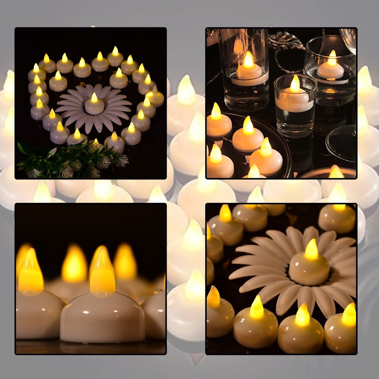 Set of 12 Flameless Floating Candles Battery Operated Tea Lights Tealight Candle - Decorative, Wedding. - infinityexculsivestore.com