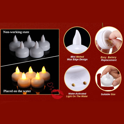 Set of 12 Flameless Floating Candles Battery Operated Tea Lights Tealight Candle - Decorative, Wedding. - infinityexculsivestore.com