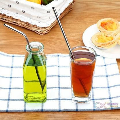 Set of 4 Stainless Steel Straws & Brush (2 Straight straws, 2 Bent straws, 1 Brush) - infinityexculsivestore.com