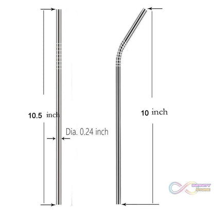 Set of 4 Stainless Steel Straws & Brush (2 Straight straws, 2 Bent straws, 1 Brush) - infinityexculsivestore.com
