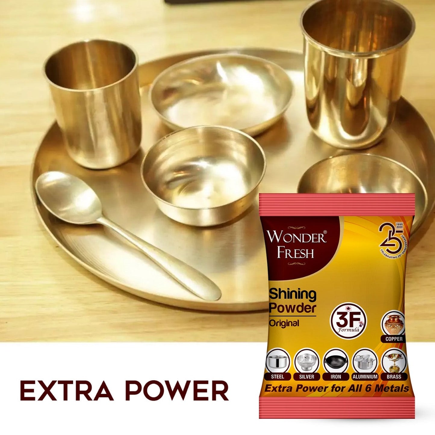 Shining Powder, Cleans and Polishes Copper, Brass, Silver, Aluminum, Iron, and Steel, Removes Tarnish and Oxidation (200 GM) - infinityexculsivestore.com
