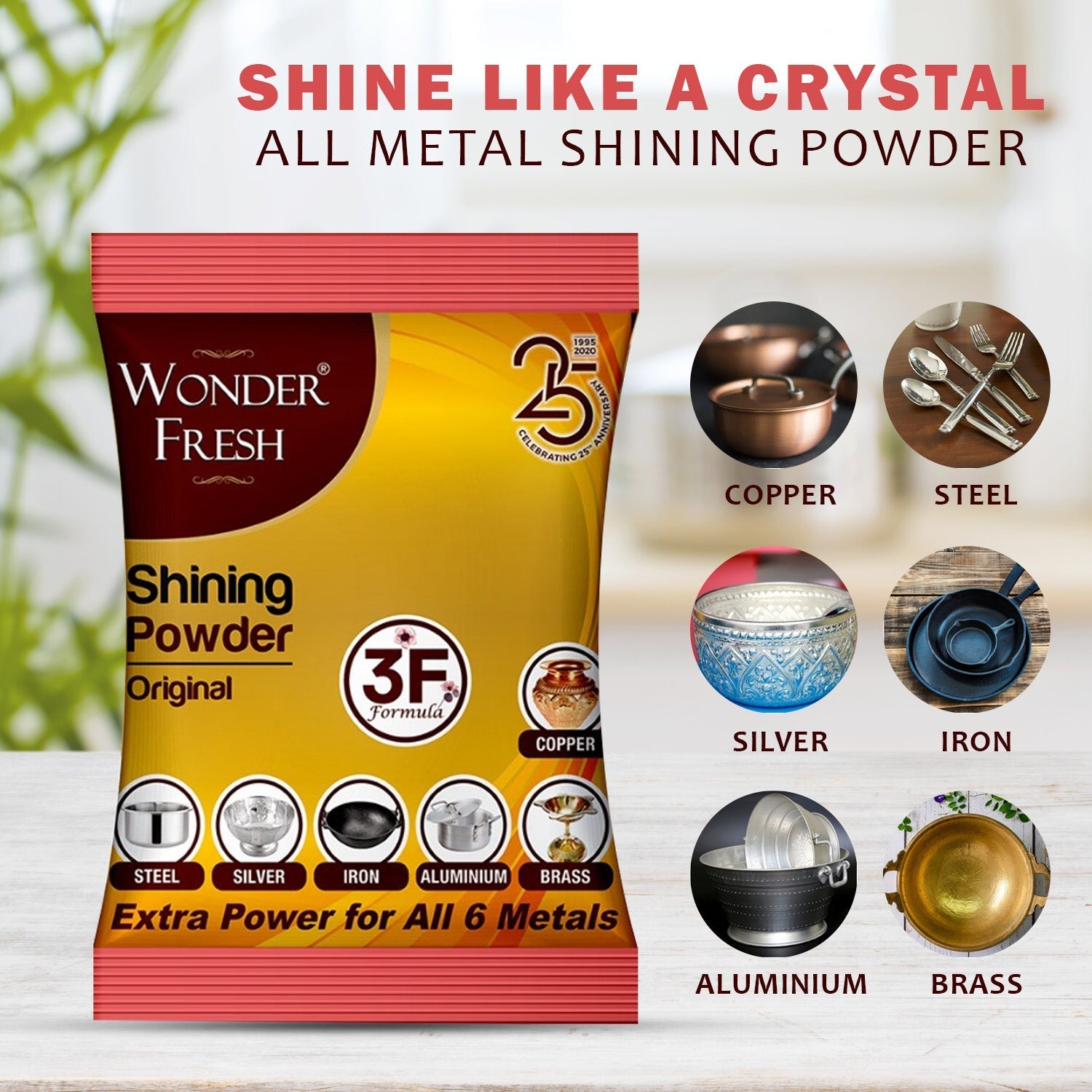 Shining Powder, Cleans and Polishes Copper, Brass, Silver, Aluminum, Iron, and Steel, Removes Tarnish and Oxidation (200 GM) - infinityexculsivestore.com