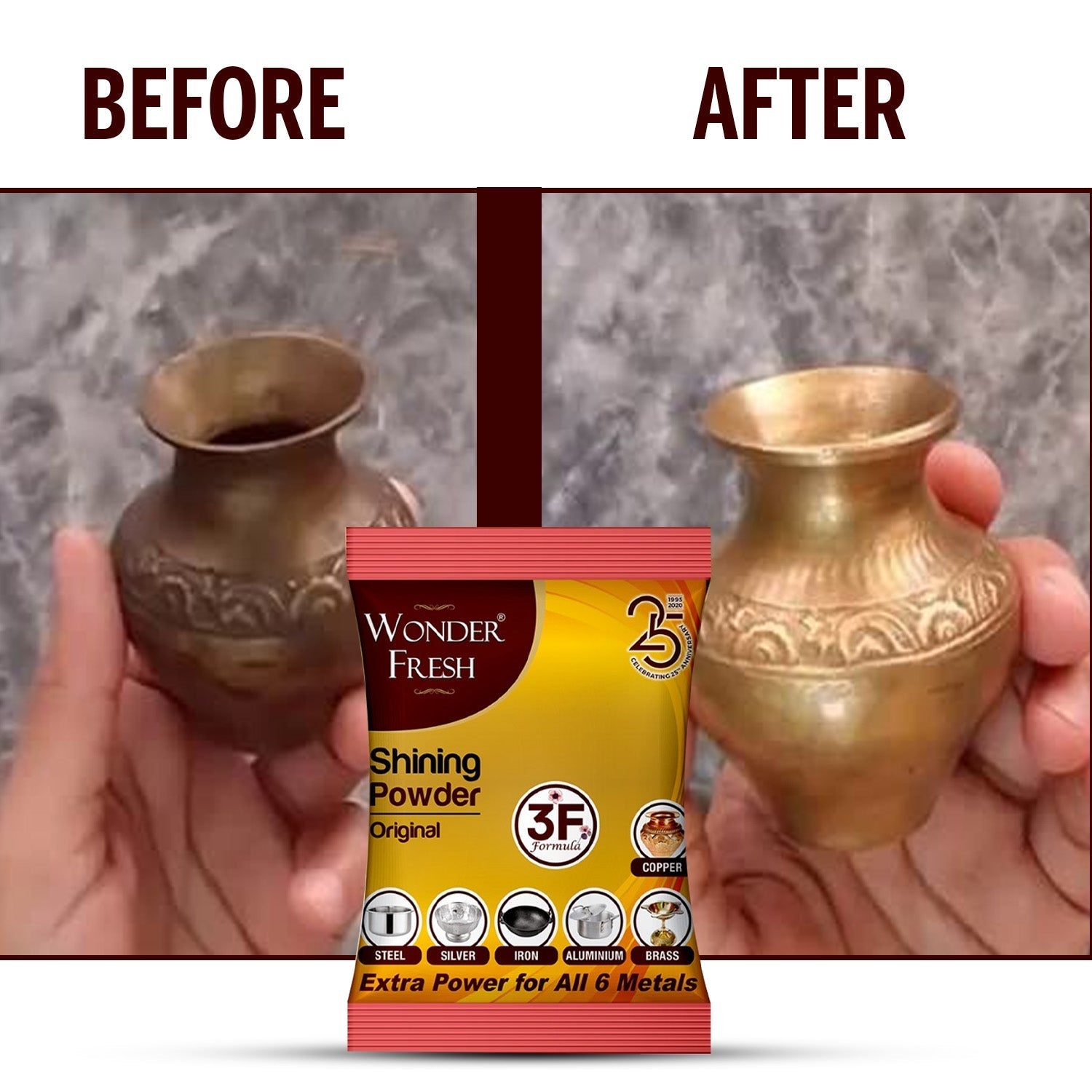 Shining Powder, Cleans and Polishes Copper, Brass, Silver, Aluminum, Iron, and Steel, Removes Tarnish and Oxidation (200 GM) - infinityexculsivestore.com