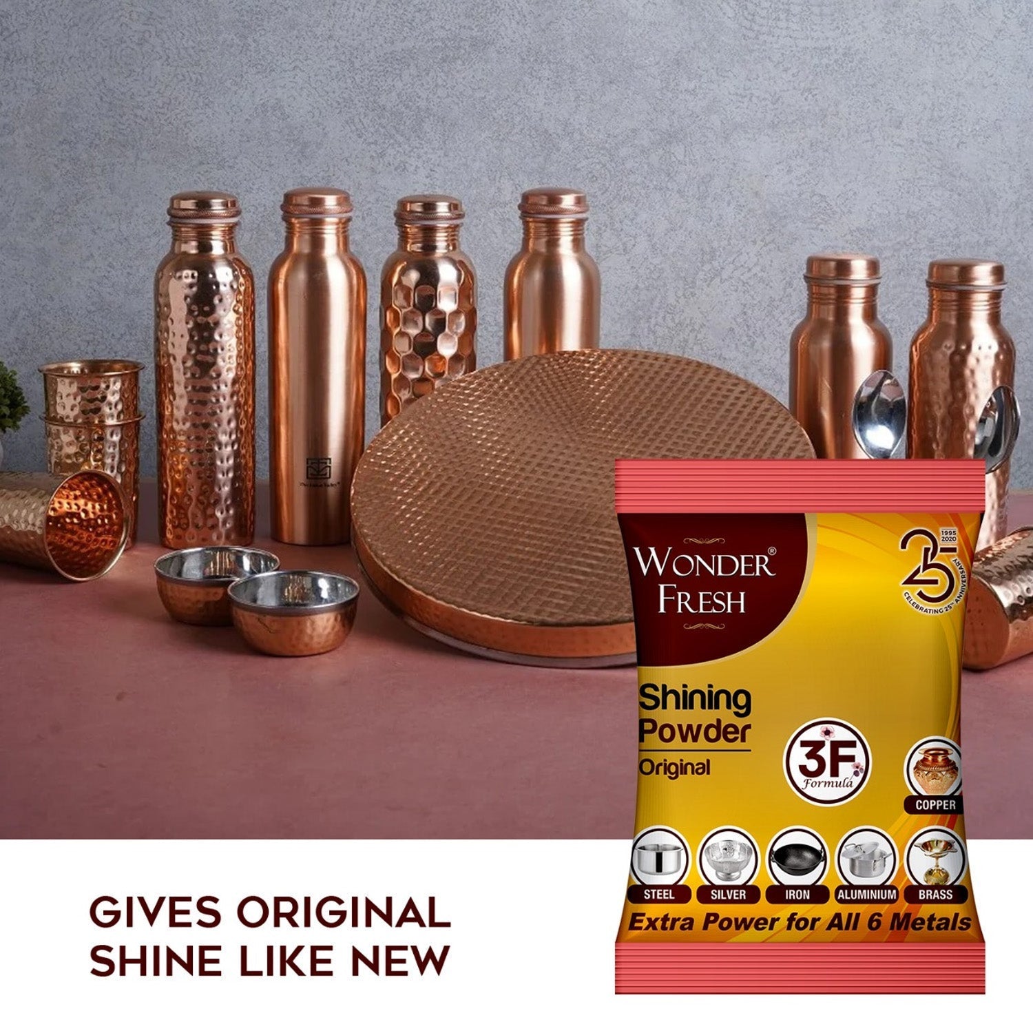 Shining Powder, Cleans and Polishes Copper, Brass, Silver, Aluminum, Iron, and Steel, Removes Tarnish and Oxidation (200 GM) - infinityexculsivestore.com