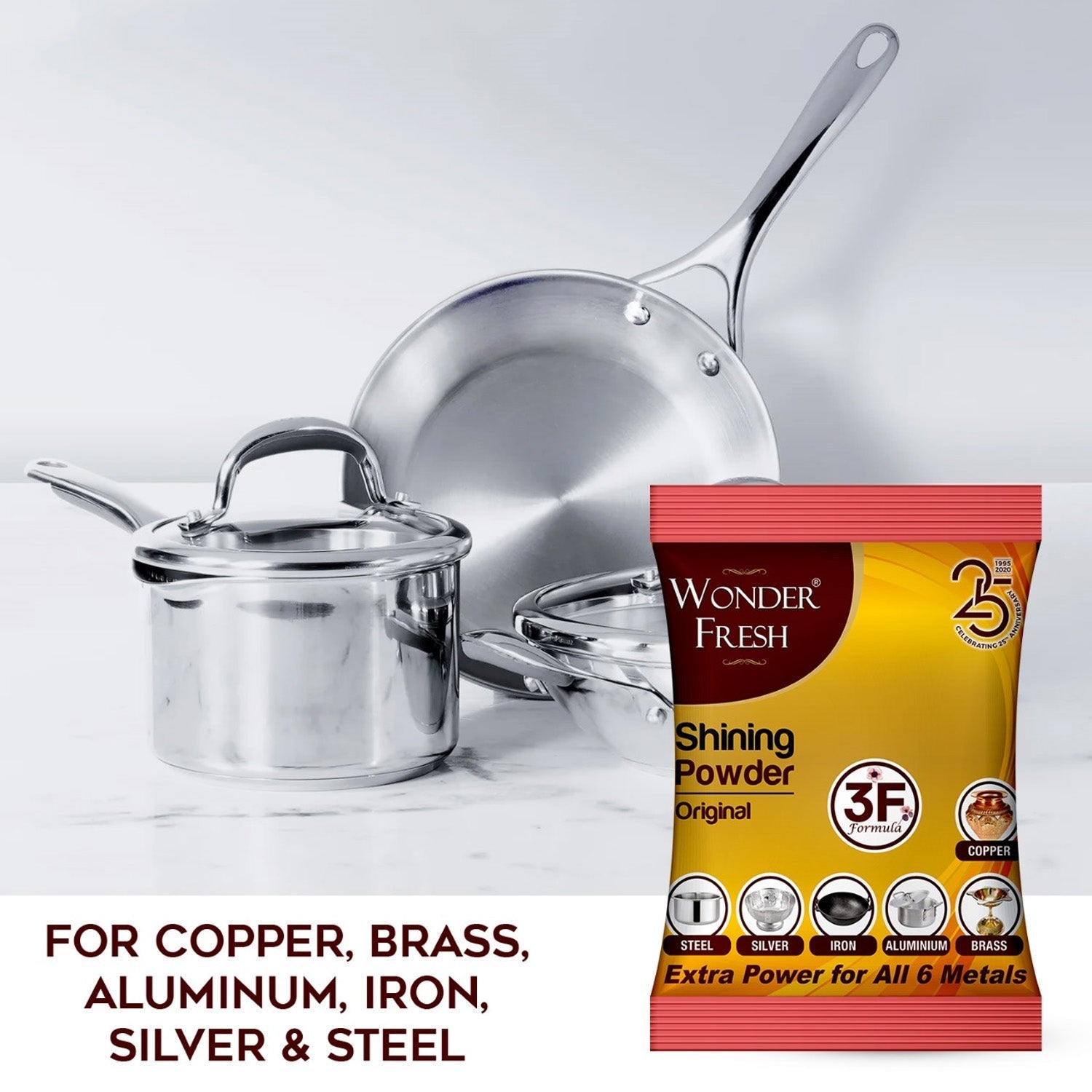 Shining Powder, Cleans and Polishes Copper, Brass, Silver, Aluminum, Iron, and Steel, Removes Tarnish and Oxidation (200 GM) - infinityexculsivestore.com