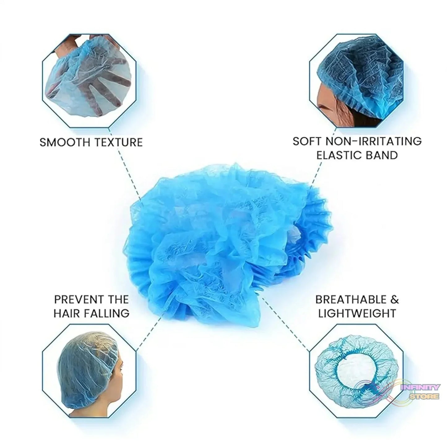 Shower Cap, Waterproof Disposable Shower Cap, 100 Pieces - infinityexculsivestore.com
