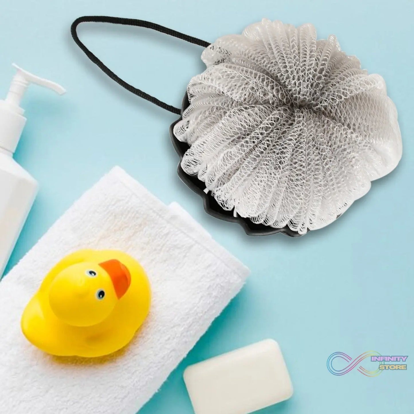 Shower Tool Duo 2 - 1 Shower Loofah Sponge and Exfoliating Body Scrubber for Showering, Easy to Clean, Easy to Dry, With Dori Easy to Hanging, Easy to Grip - infinityexculsivestore.com
