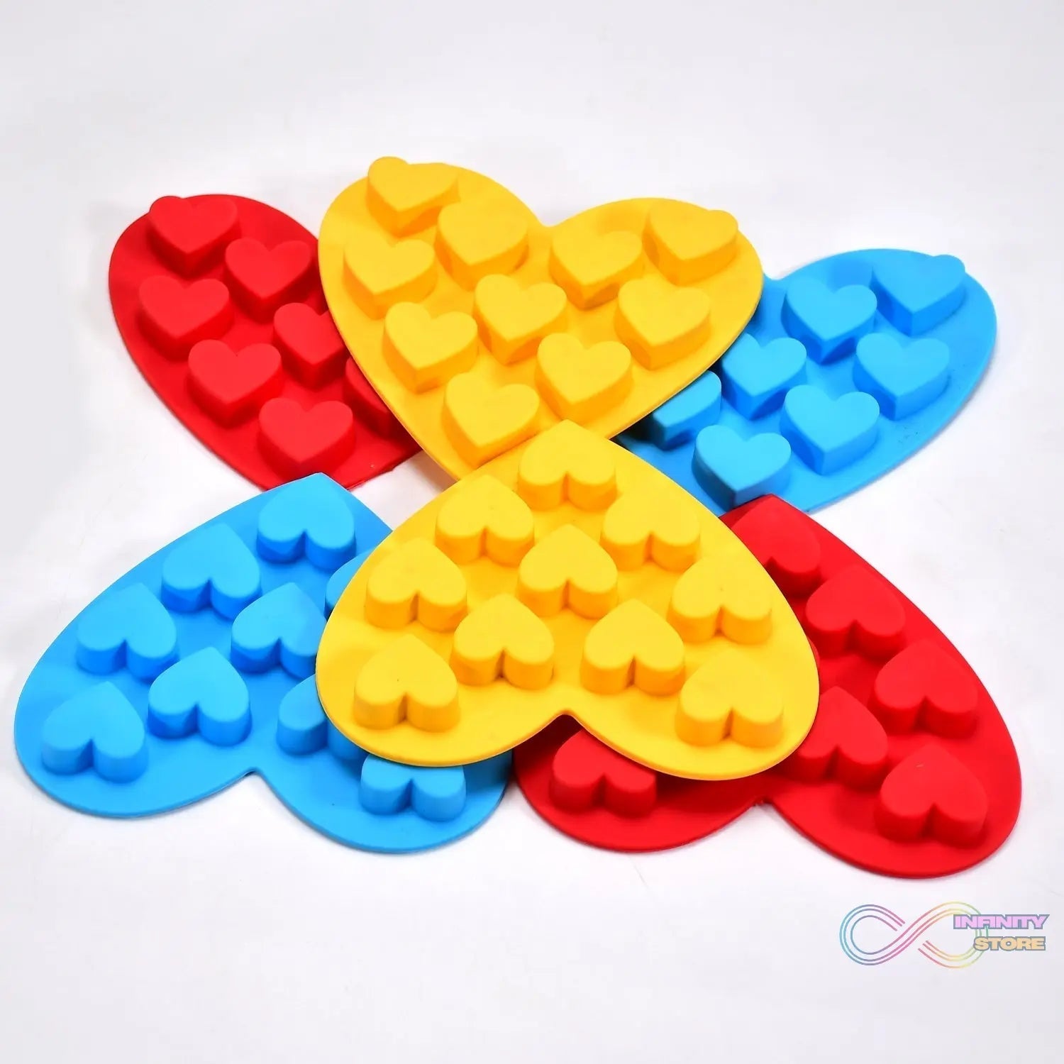 Silicon 10 Cavity Heart Shape Design Chocolate Mould Ice, Jelly Candy Mould - infinityexculsivestore.com