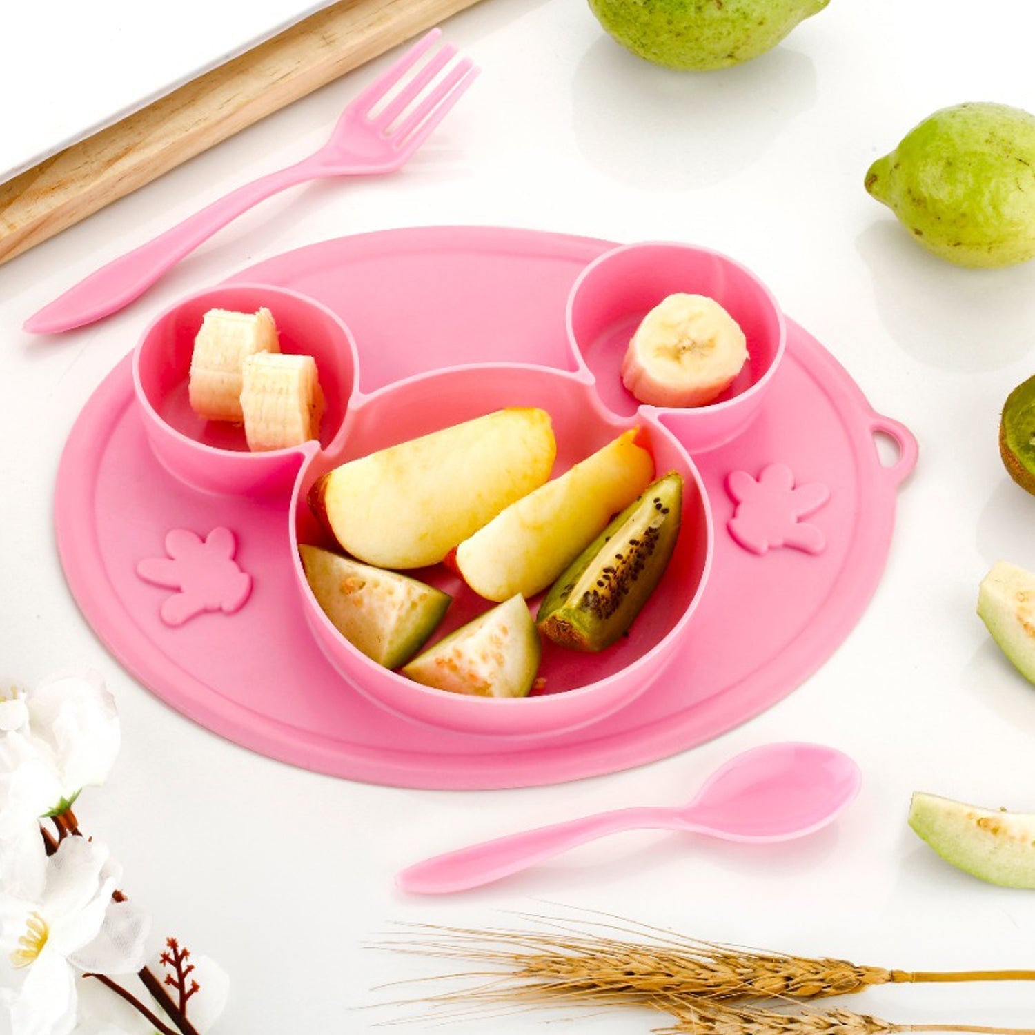 Silicon Micky Plate And 1 Spoon & 1 Fork Card Packing ( 1 Pc Product) - infinityexculsivestore.com