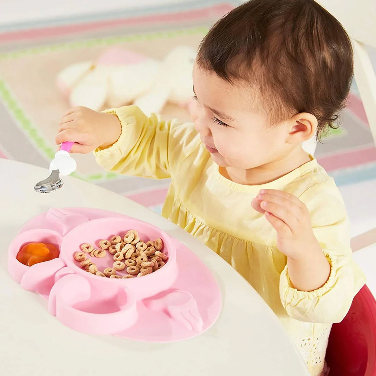 Silicon Micky Plate And 1 Spoon & 1 Fork Card Packing ( 1 Pc Product) - infinityexculsivestore.com