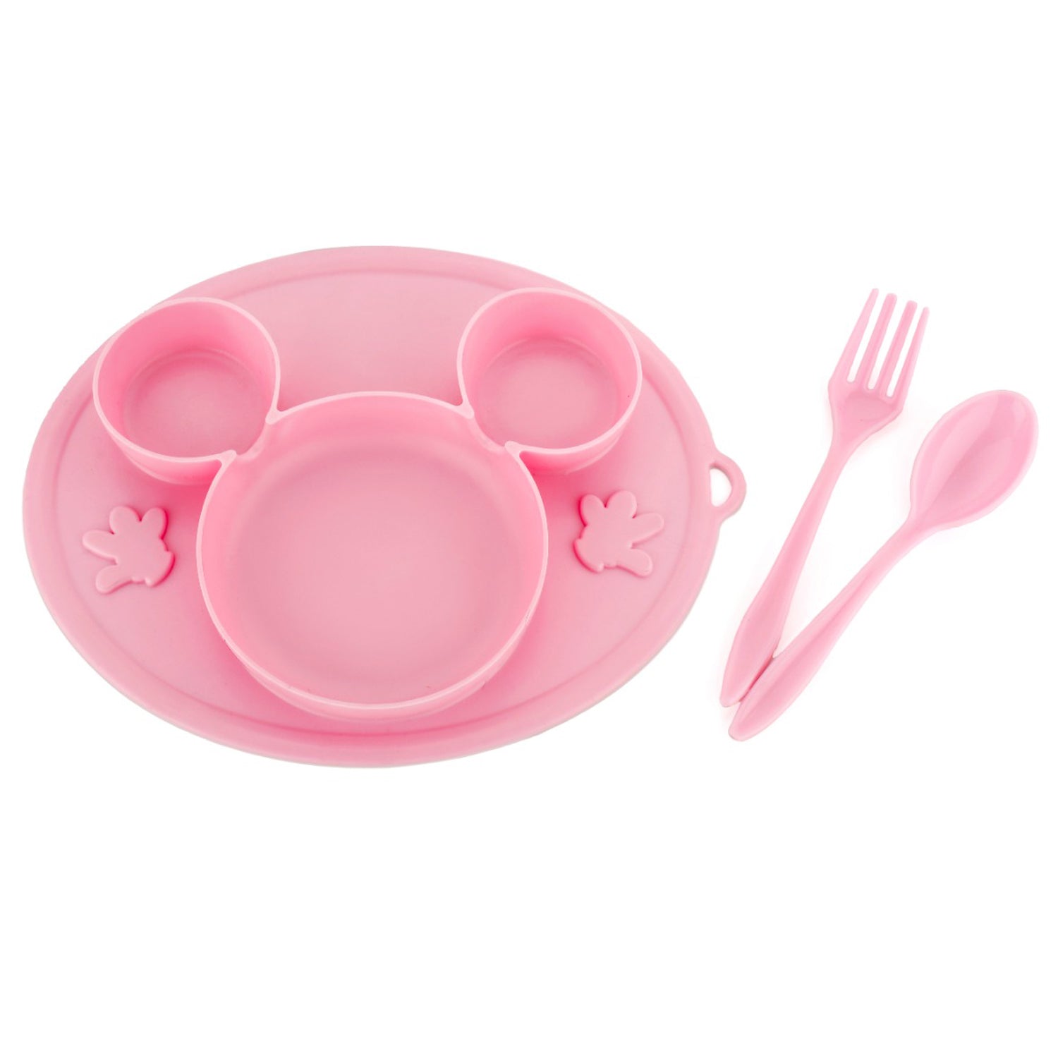 Silicon Micky Plate And 1 Spoon & 1 Fork Card Packing ( 1 Pc Product) - infinityexculsivestore.com