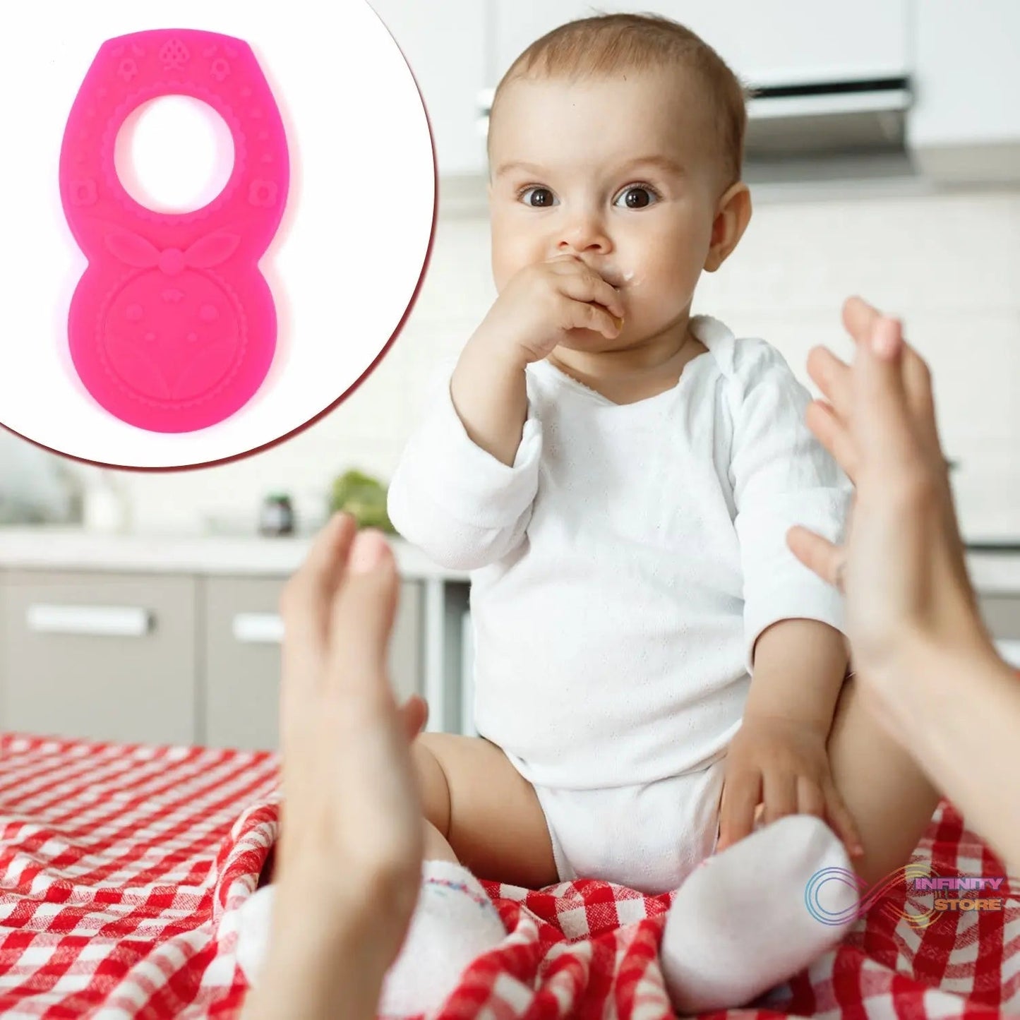 Silicone Baby Teether Pack of 1 (Mix Design & Color) - infinityexculsivestore.com