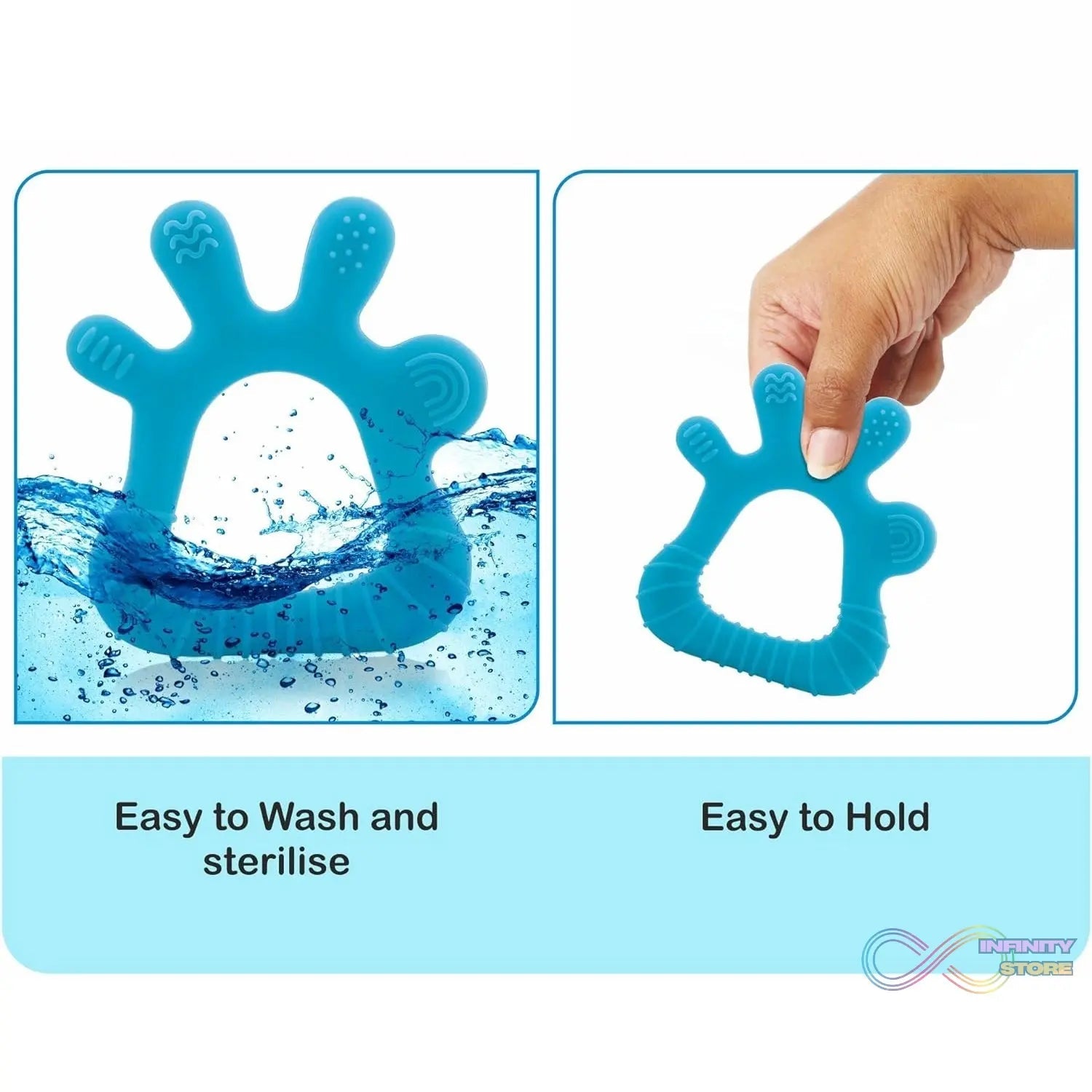 Silicone Baby Teether Pack of 1 (Mix Design & Color) - infinityexculsivestore.com