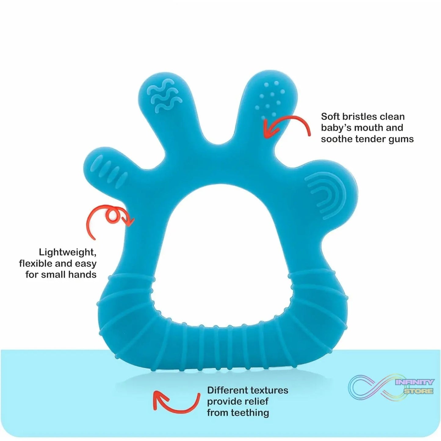 Silicone Baby Teether Pack of 1 (Mix Design & Color) - infinityexculsivestore.com