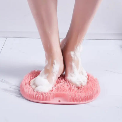 Silicone Bath Massage Cushion with Suction Cup, Shower Foot Scubber Brush Foot Bath Mat Scrubber, Anti - Slip Exfoliating Dead Skin Massage Pad Lazy Wash Feet Bathroom Mat - infinityexculsivestore.com