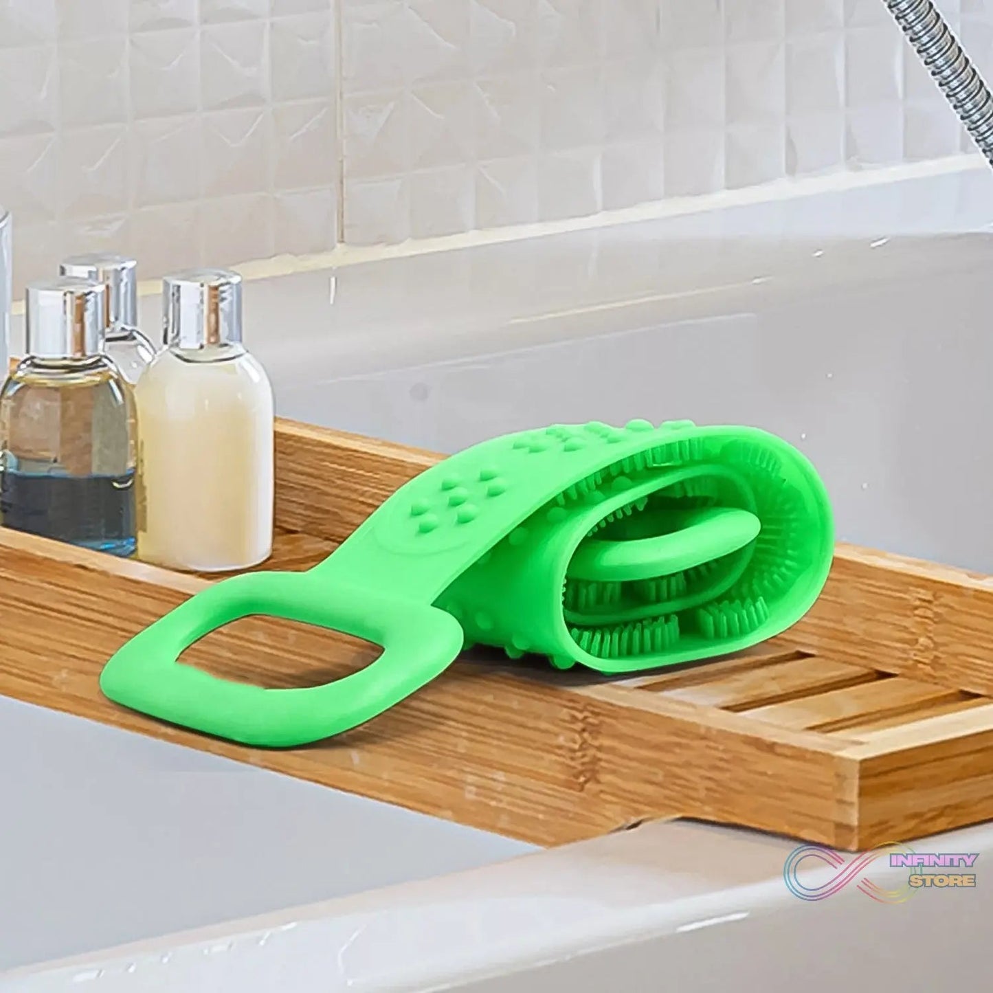 Silicone Body Back Scrubber Double Side Bathing Brush for Skin Deep Cleaning Massage, Dead Skin Removal (135 Gm | Big Size / 1pc) - infinityexculsivestore.com