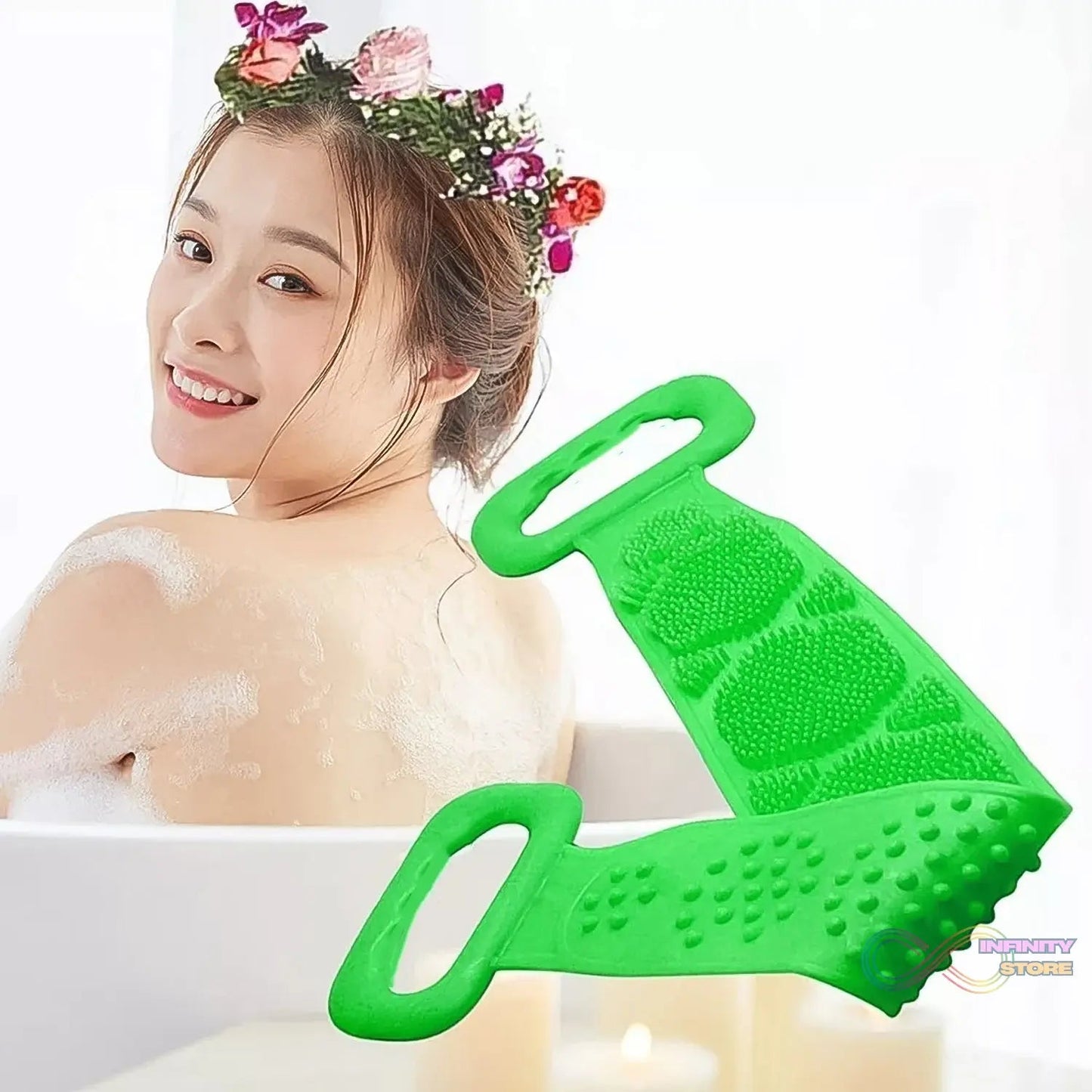 Silicone Body Back Scrubber Double Side Bathing Brush for Skin Deep Cleaning Massage, Dead Skin Removal (135 Gm | Big Size / 1pc) - infinityexculsivestore.com