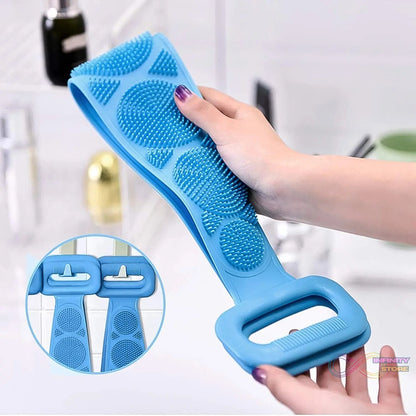 Silicone Body Back Scrubber Double Side Bathing Brush for Skin Deep Cleaning Massage, Dead Skin Removal (77 Gm | Small Size / 1pc) - infinityexculsivestore.com