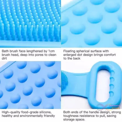 Silicone Body Back Scrubber, Double Side Bathing Brush for Skin Deep Cleaning Massage. - infinityexculsivestore.com