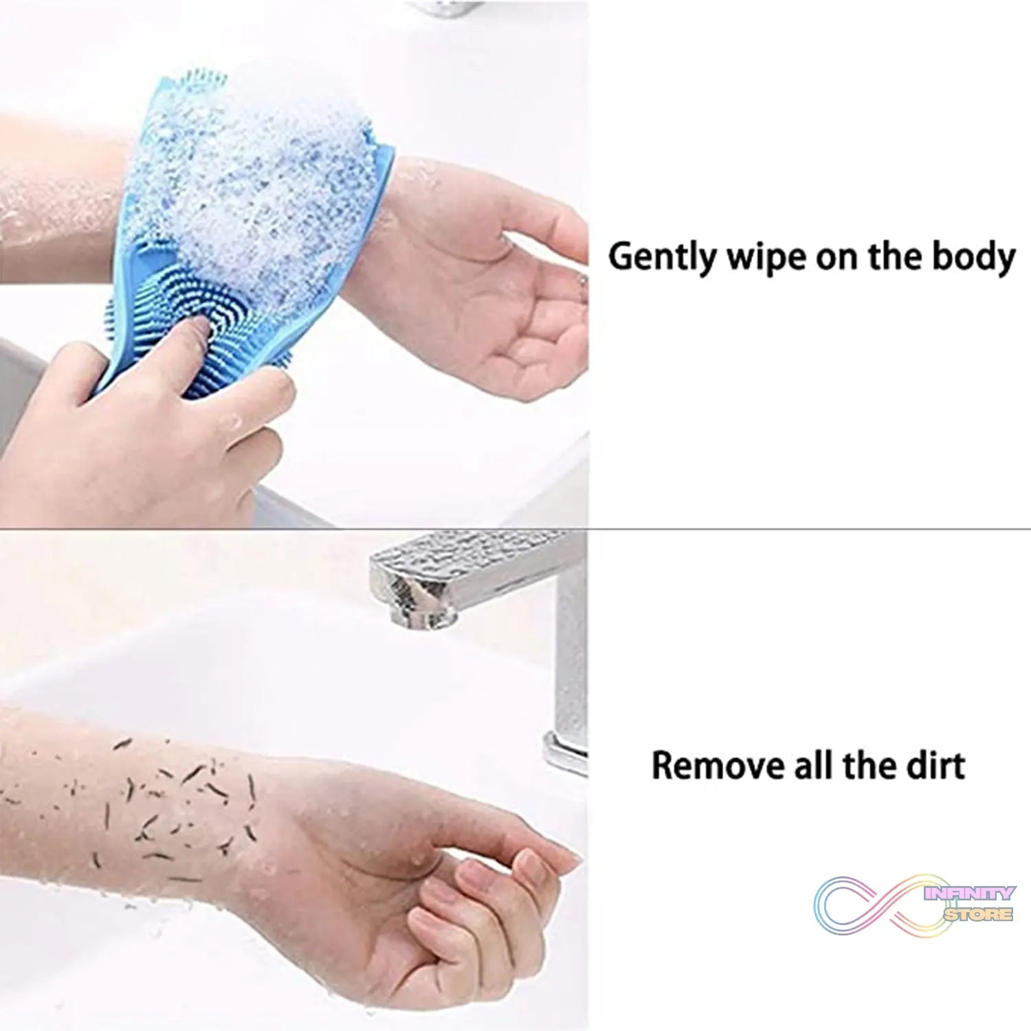 Silicone Body Back Scrubber, Double Side Bathing Brush for Skin Deep Cleaning Massage. - infinityexculsivestore.com