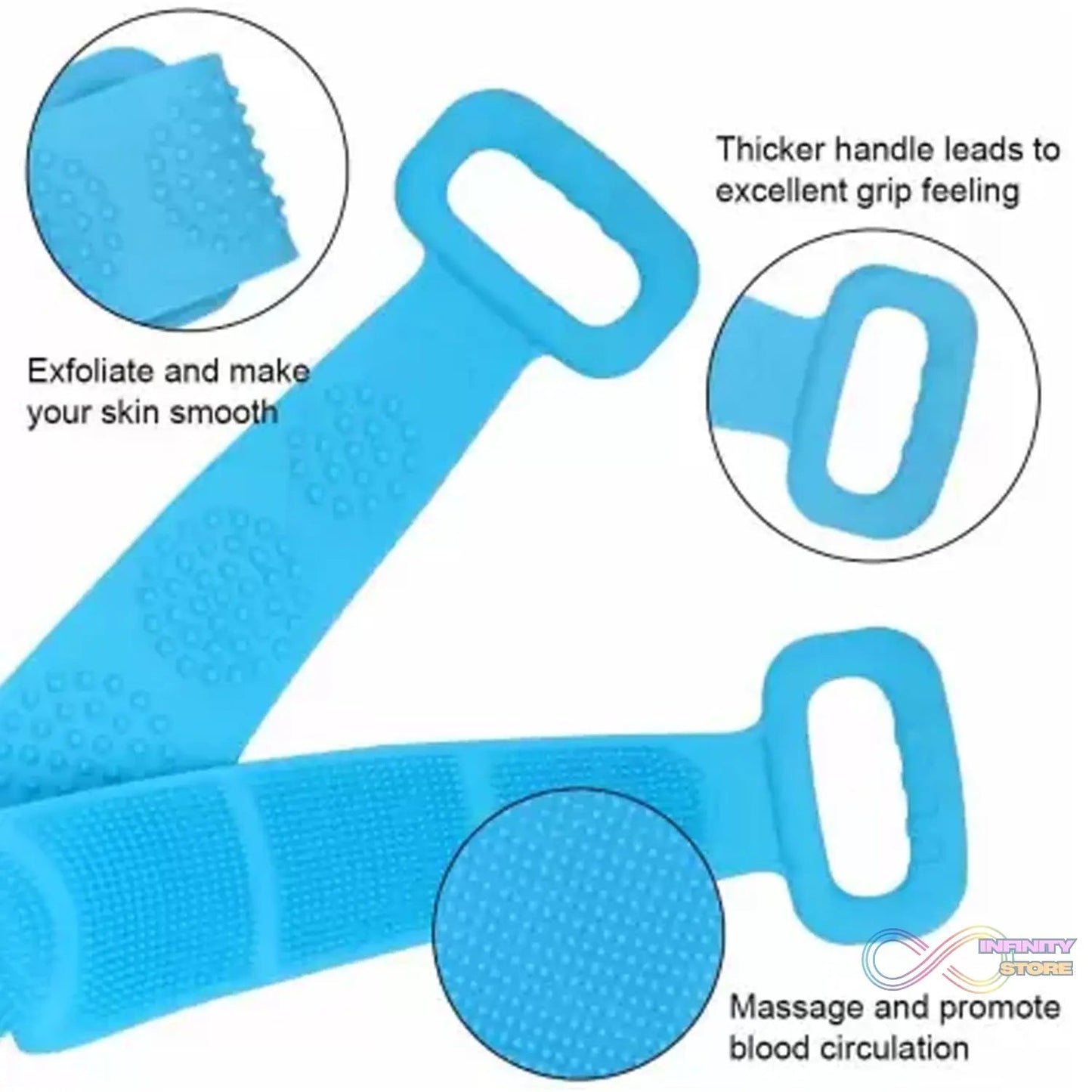 Silicone Body Back Scrubber, Double Side Bathing Brush for Skin Deep Cleaning Massage. - infinityexculsivestore.com
