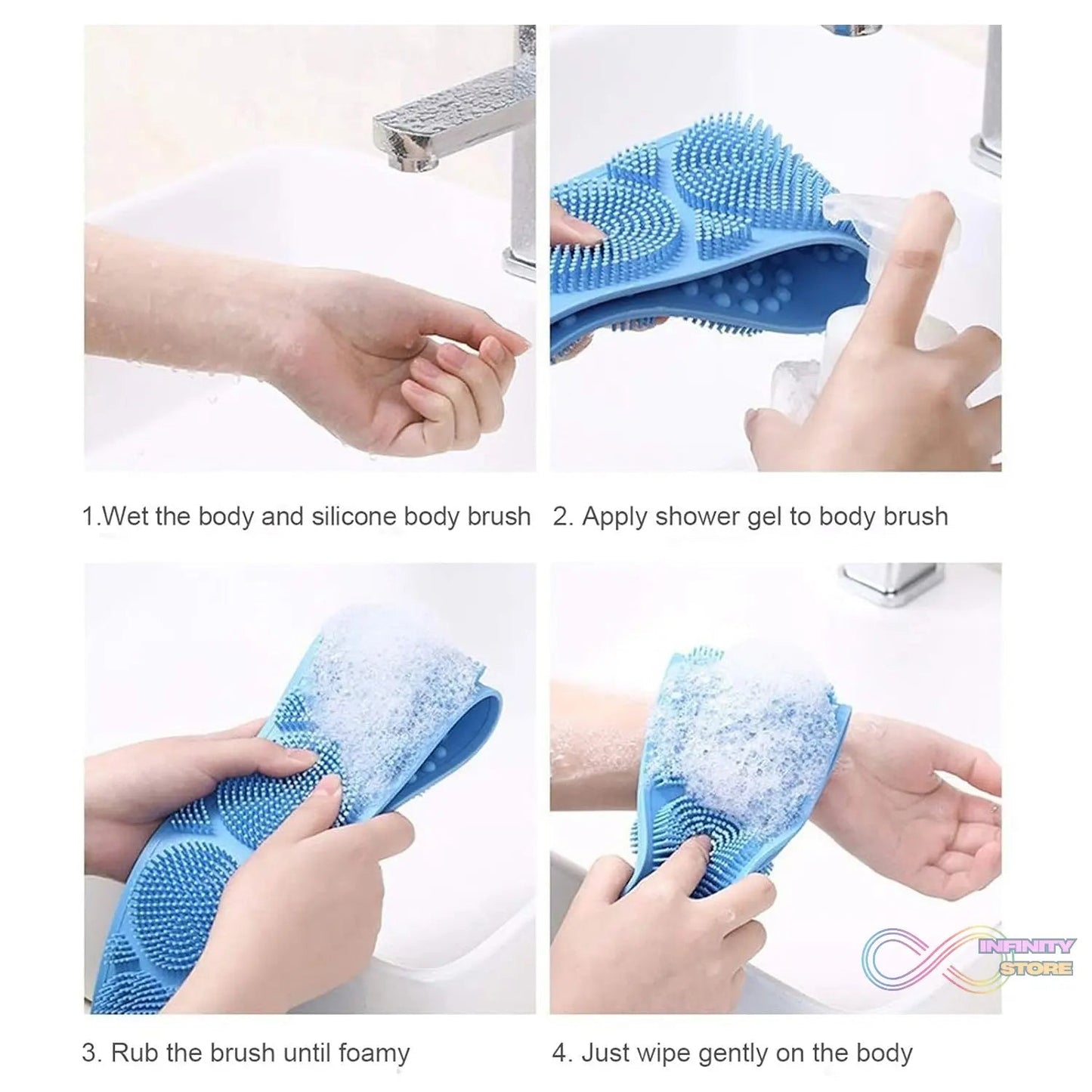 Silicone Body Scrubber Silicone Bath Body Brush (1 Pc / 24 Inch) - infinityexculsivestore.com