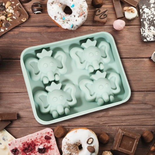 Silicone Cartoon Shape 4 Grid Ice Cube Tray Ice Cube Molds Trays Small Cubes Tray For Fridge, Flexible Silicon Ice Tray (1 pc) - infinityexculsivestore.com