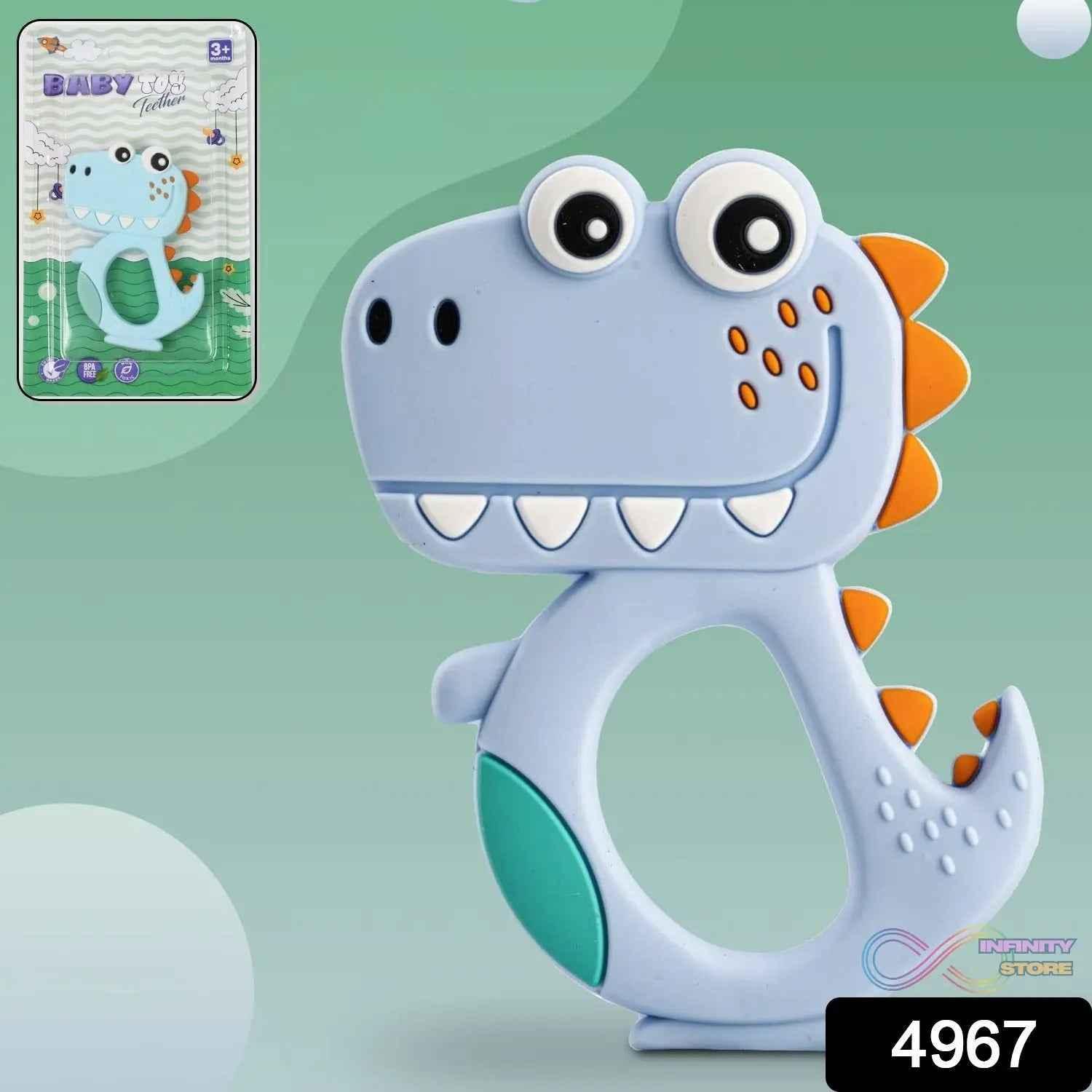 Silicone Dinosaur Teether for Baby (1 Pc / Mix Design & Color) - infinityexculsivestore.com