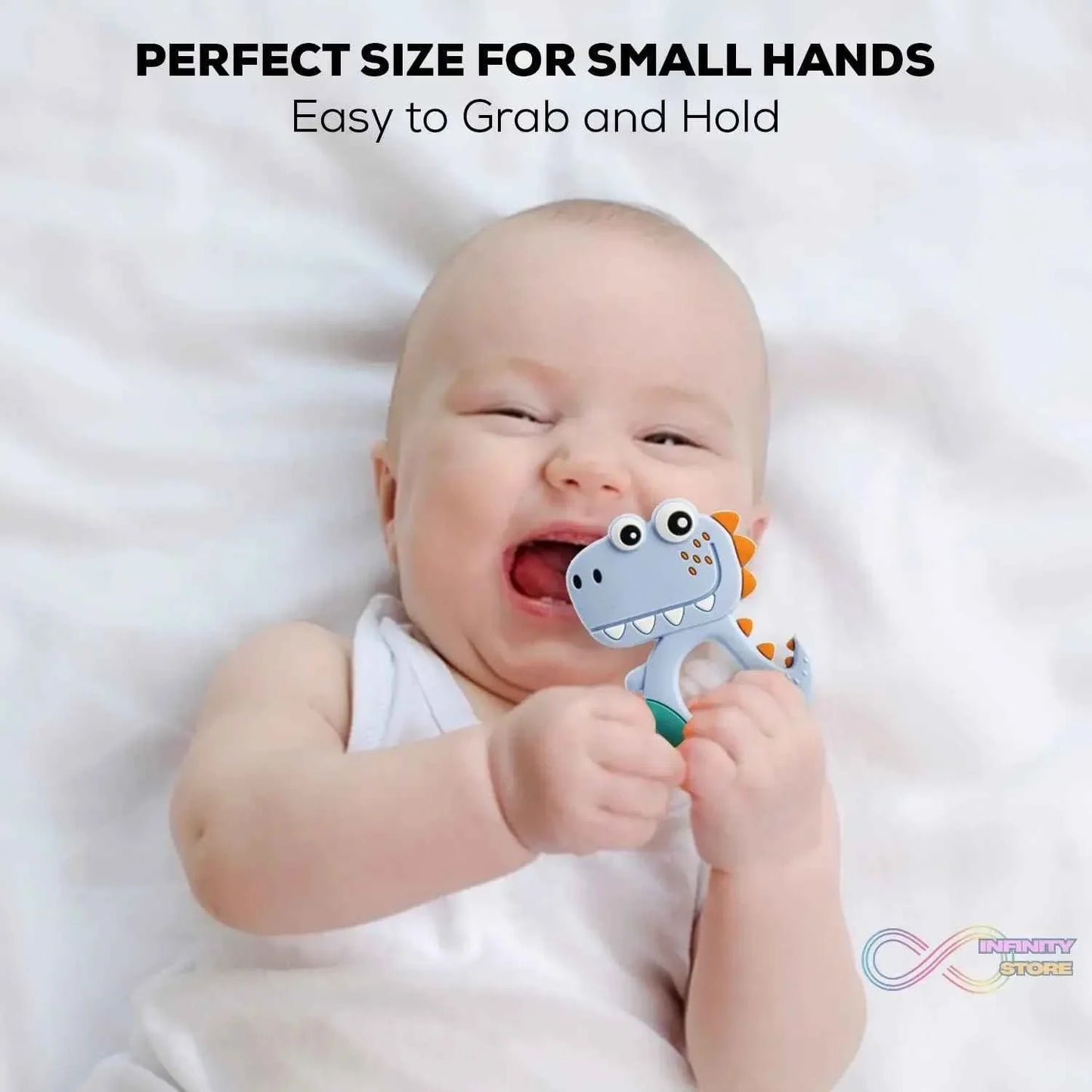 Silicone Dinosaur Teether for Baby (1 Pc / Mix Design & Color) - infinityexculsivestore.com