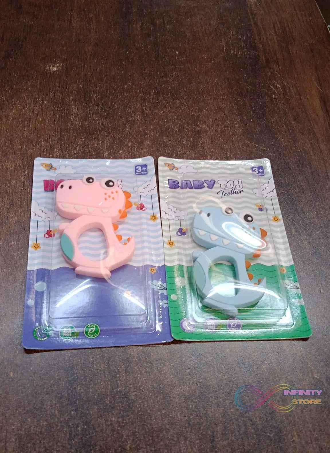 Silicone Dinosaur Teether for Baby (1 Pc / Mix Design & Color) - infinityexculsivestore.com