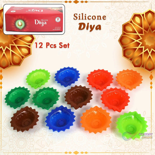 Silicone Diya for Diwali Attractive Design Colourful Diya Combo (12 Pcs Set) - infinityexculsivestore.com
