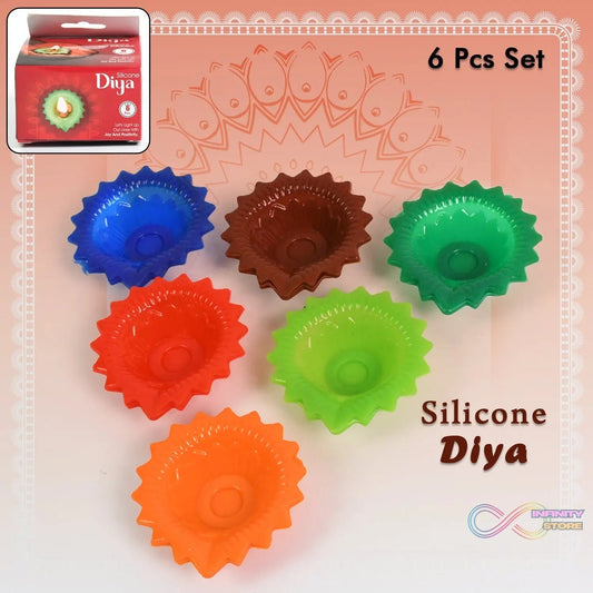Silicone Diya for Diwali Attractive Design Colourful Diya Combo (6 Pcs Set) - infinityexculsivestore.com