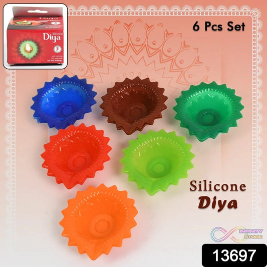 Silicone Diya for Diwali Attractive Design Colourful Diya Combo (6 Pcs Set) - infinityexculsivestore.com