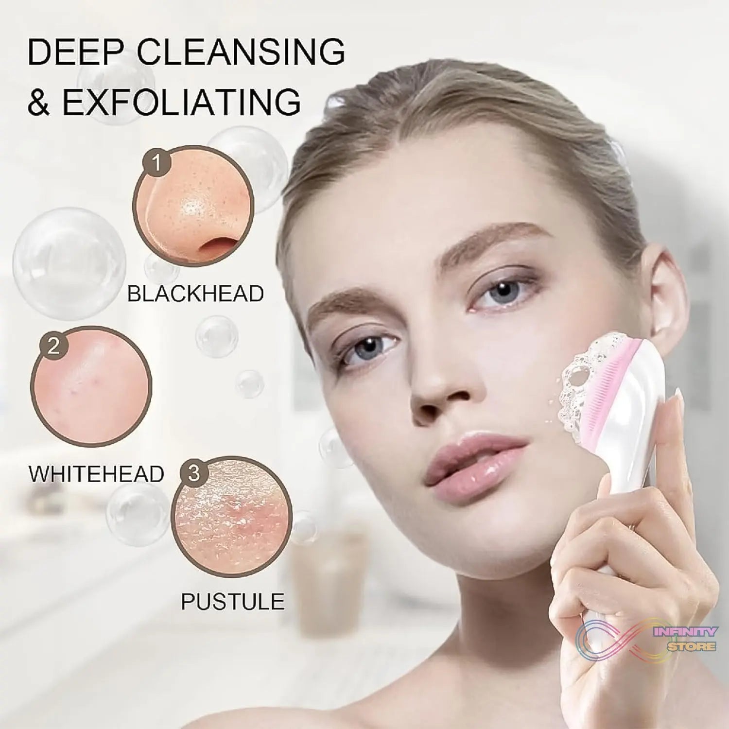 Silicone Face Scrubber Exfoliating Brush, Manual Handheld Facial Cleansing Brush (1 Pc) - infinityexculsivestore.com